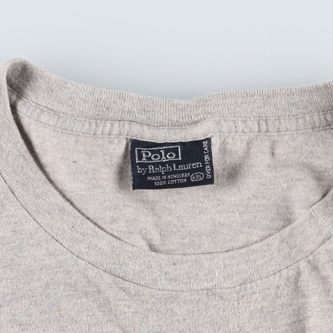 Ralph Lauren POLO by Ralph Lauren Short-Sleeve T-Shirt with One-Point Logo Pocket, Men's Size XXL (approx.) cotton gray type Vintage Second Hand