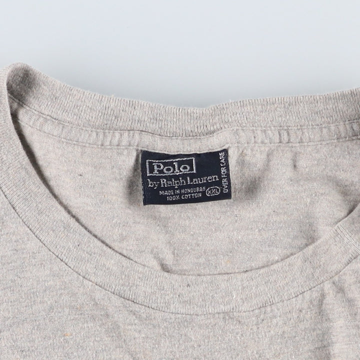 Ralph Lauren POLO by Ralph Lauren Short-Sleeve T-Shirt with One-Point Logo Pocket, Men's Size XXL (approx.) cotton gray type Vintage Second Hand