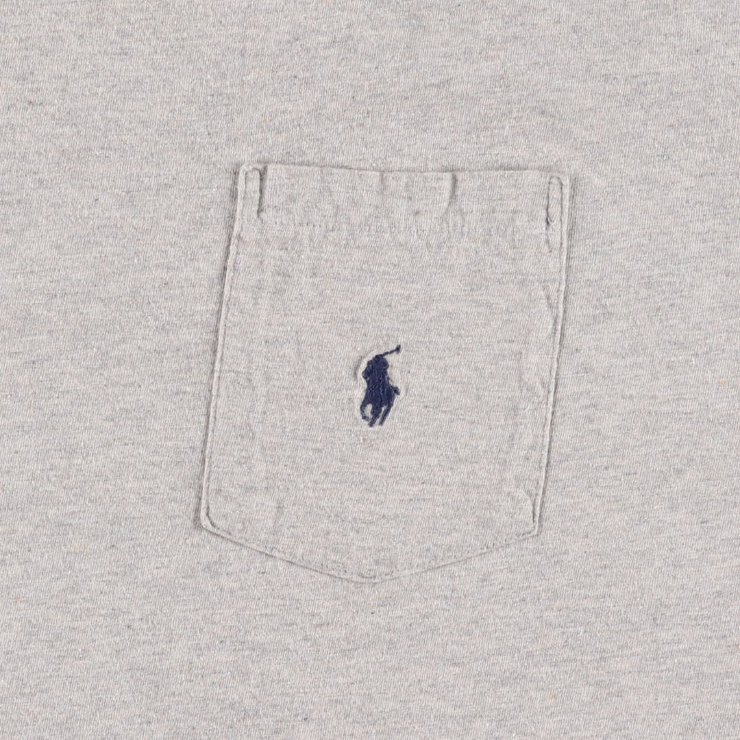 Ralph Lauren POLO by Ralph Lauren Short-Sleeve T-Shirt with One-Point Logo Pocket, Men's Size XXL (approx.) cotton gray type Vintage Second Hand