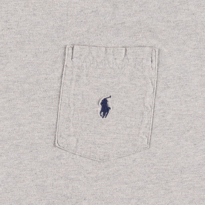 Ralph Lauren POLO by Ralph Lauren Short-Sleeve T-Shirt with One-Point Logo Pocket, Men's Size XXL (approx.) cotton gray type Vintage Second Hand