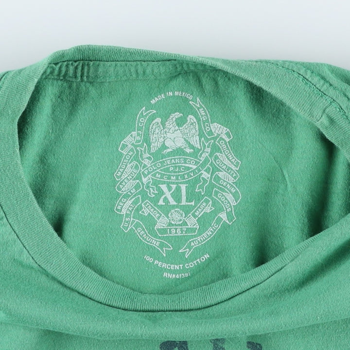2000'S Ralph Lauren POLO JEANS COMPANY Short-Sleeve Printed T-Shirt, Men's Size XL (approx.) cotton green type Vintage Second Hand