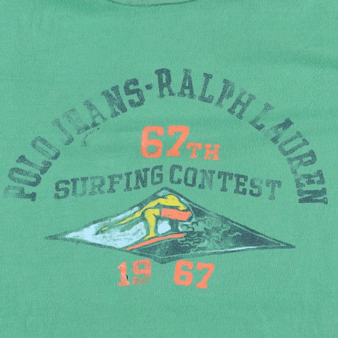2000'S Ralph Lauren POLO JEANS COMPANY Short-Sleeve Printed T-Shirt, Men's Size XL (approx.) cotton green type Vintage Second Hand
