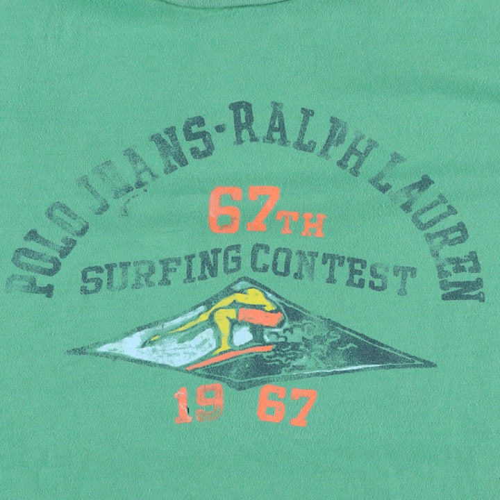 2000'S Ralph Lauren POLO JEANS COMPANY Short-Sleeve Printed T-Shirt, Men's Size XL (approx.) cotton green type Vintage Second Hand