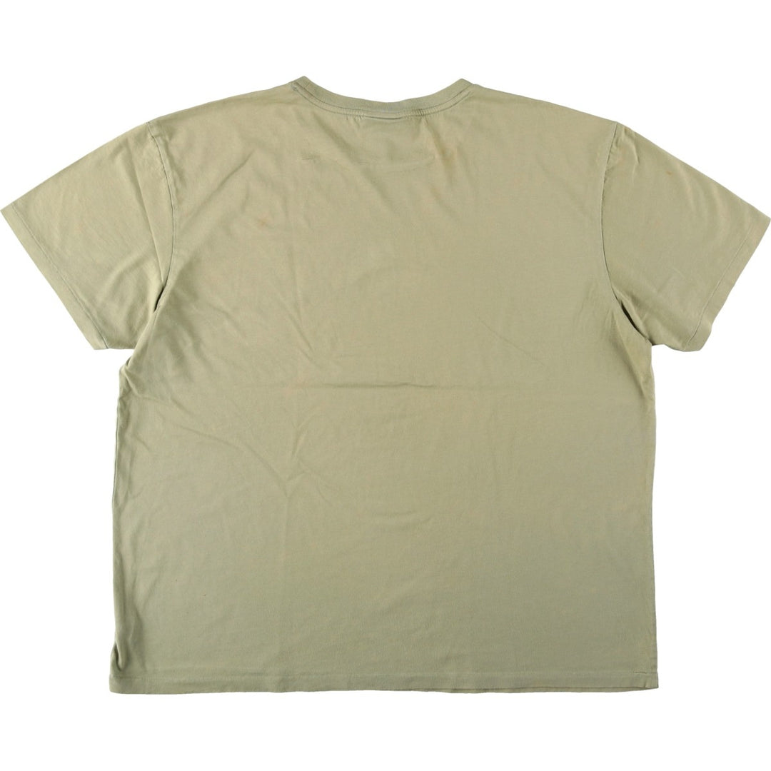 Ralph Lauren POLO by Ralph Lauren Short-Sleeve T-Shirt with One-Point Logo, Men's Size XL (approx.) cotton Khaki type Vintage Second Hand