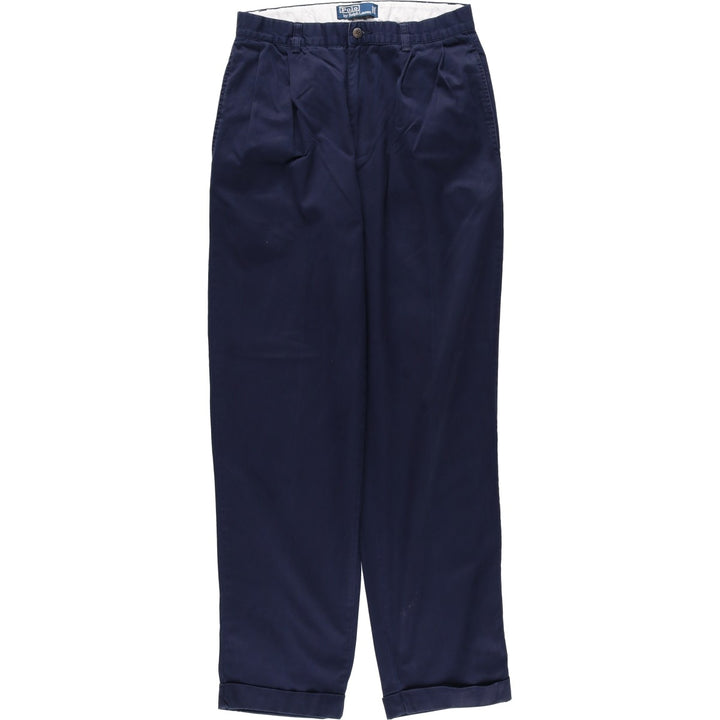 Ralph Lauren POLO by Ralph Lauren Two-pleat Chino Pants for Men, W30 equivalent cotton navy blue type Vintage Second Hand
