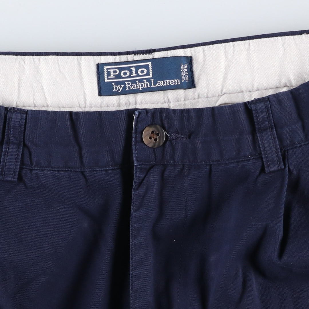 Ralph Lauren POLO by Ralph Lauren Two-pleat Chino Pants for Men, W30 equivalent cotton navy blue type Vintage Second Hand