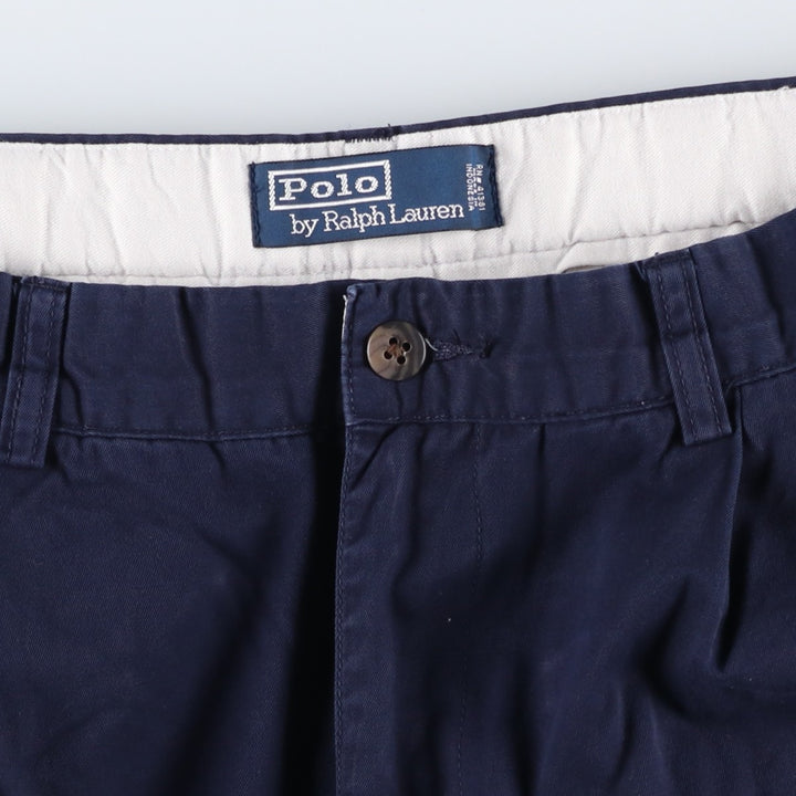 Ralph Lauren POLO by Ralph Lauren Two-pleat Chino Pants for Men, W30 equivalent cotton navy blue type Vintage Second Hand