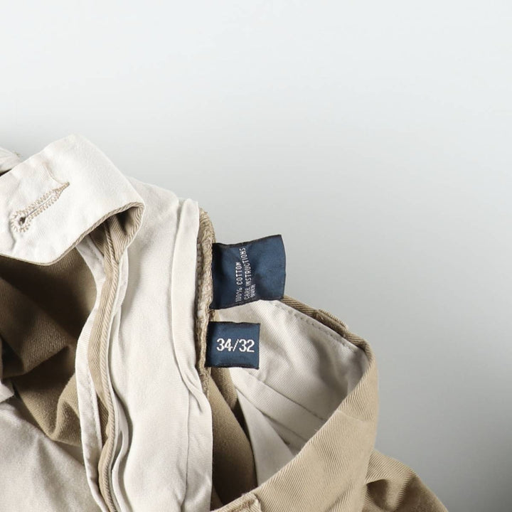 Ralph Lauren POLO by Ralph Lauren Two-pleat Chino Pants for Men, W34 equivalent cotton Beige type Vintage Second Hand