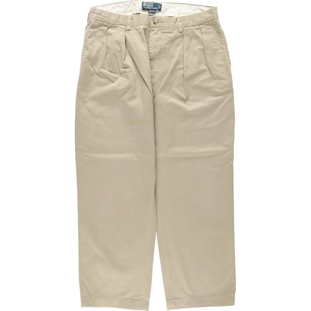 Ralph Lauren POLO by Ralph Lauren ETHAN PANT Two-pleat chino pants for men, size W34 cotton Beige type Vintage Second Hand