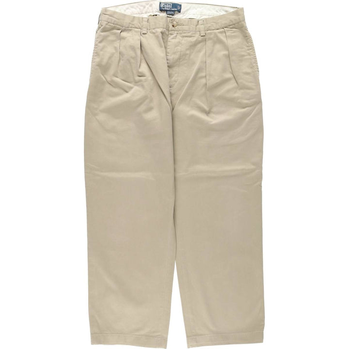 Ralph Lauren POLO by Ralph Lauren ETHAN PANT Two-pleat chino pants for men, size W34 cotton Beige type Vintage Second Hand