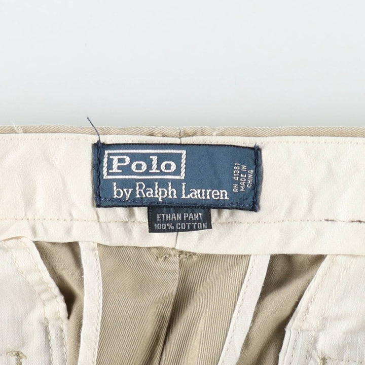 Ralph Lauren POLO by Ralph Lauren ETHAN PANT Two-pleat chino pants for men, size W34 cotton Beige type Vintage Second Hand