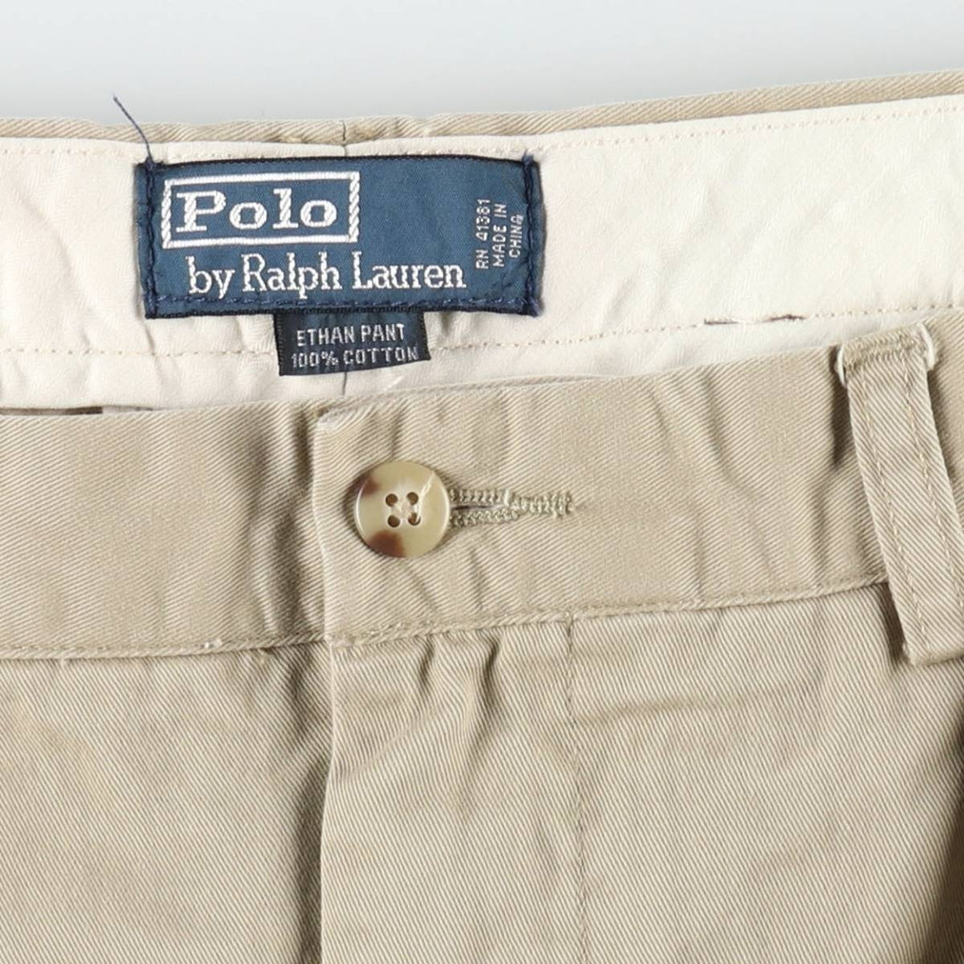 Ralph Lauren POLO by Ralph Lauren ETHAN PANT Two-pleat chino pants for men, size W34 cotton Beige type Vintage Second Hand