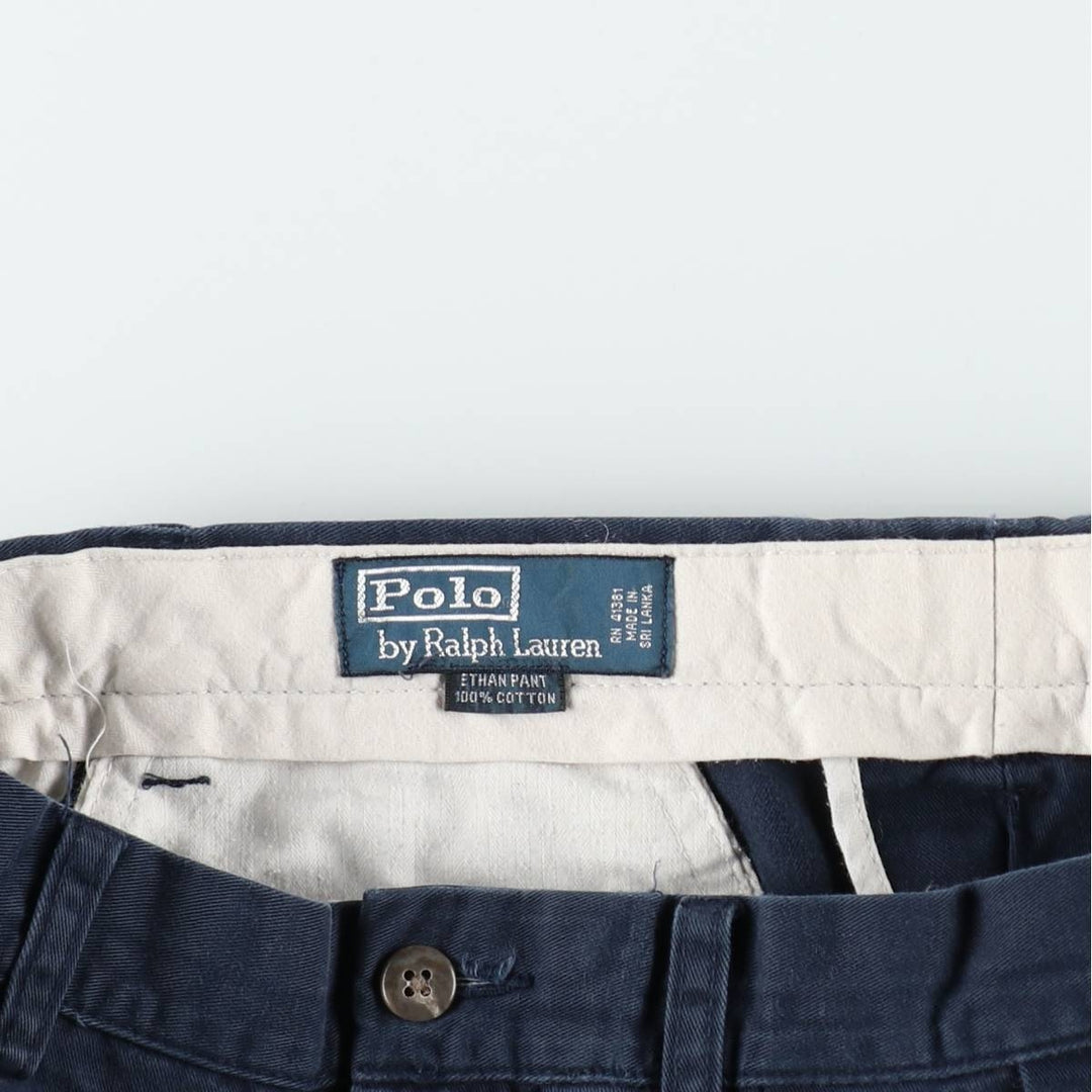 Ralph Lauren POLO by Ralph Lauren ETHAN PANT Two-pleat chino pants for men, size W31 cotton navy blue type Vintage Second Hand