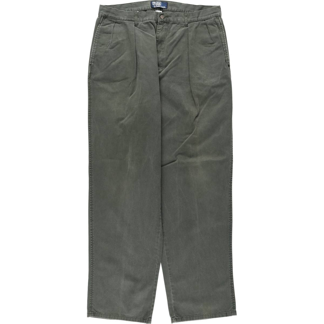 Ralph Lauren POLO by Ralph Lauren Two-pleat Chino Pants for Men, W35 cotton green type Vintage Second Hand