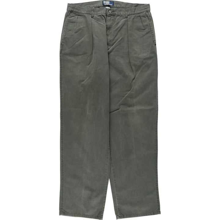 Ralph Lauren POLO by Ralph Lauren Two-pleat Chino Pants for Men, W35 cotton green type Vintage Second Hand