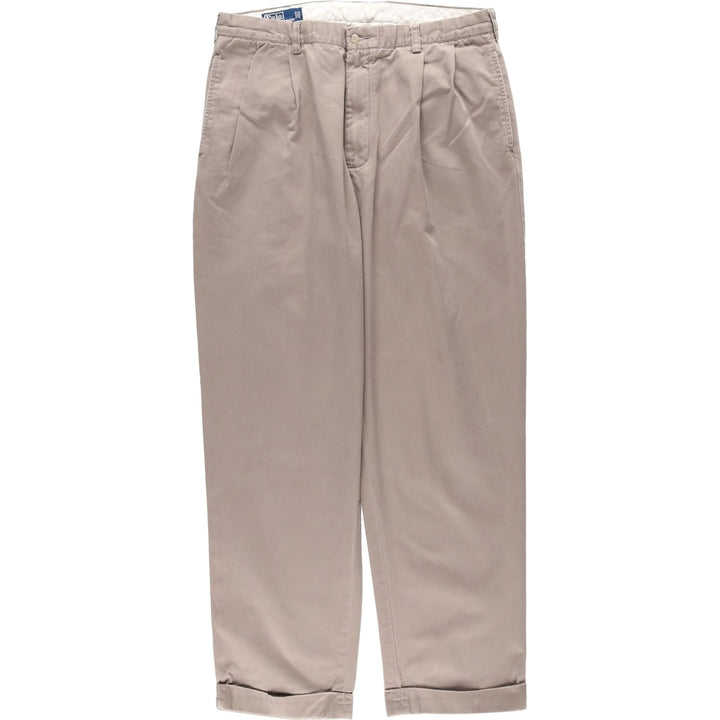 Ralph Lauren POLO by Ralph Lauren HAMMOND PANT, two-pleat chino pants, men's w36 equivalent cotton beige type brown Vintage Second Hand