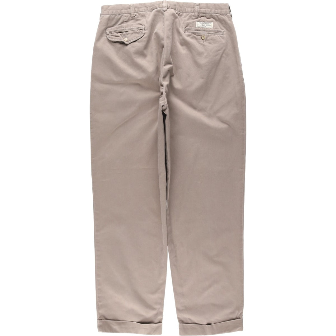 Ralph Lauren POLO by Ralph Lauren HAMMOND PANT, two-pleat chino pants, men's w36 equivalent cotton beige type brown Vintage Second Hand