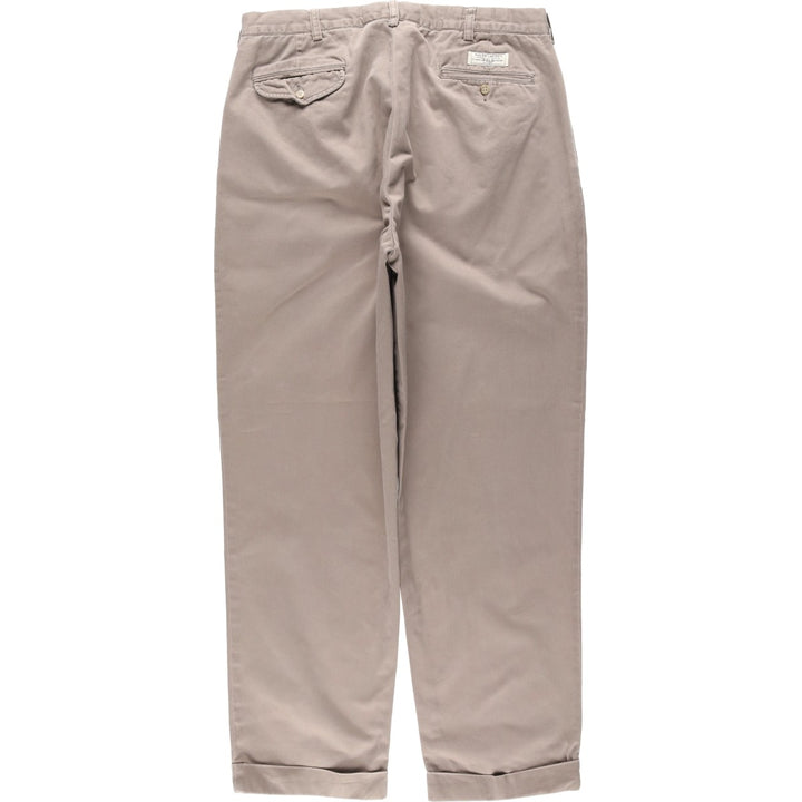 Ralph Lauren POLO by Ralph Lauren HAMMOND PANT, two-pleat chino pants, men's w36 equivalent cotton beige type brown Vintage Second Hand