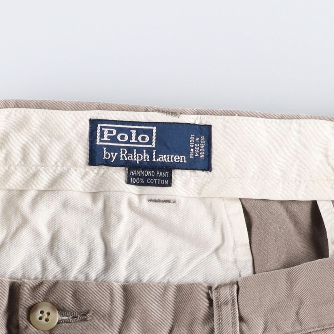 Ralph Lauren POLO by Ralph Lauren HAMMOND PANT, two-pleat chino pants, men's w36 equivalent cotton beige type brown Vintage Second Hand