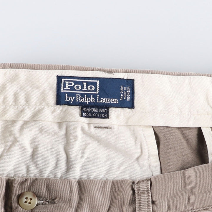 Ralph Lauren POLO by Ralph Lauren HAMMOND PANT, two-pleat chino pants, men's w36 equivalent cotton beige type brown Vintage Second Hand