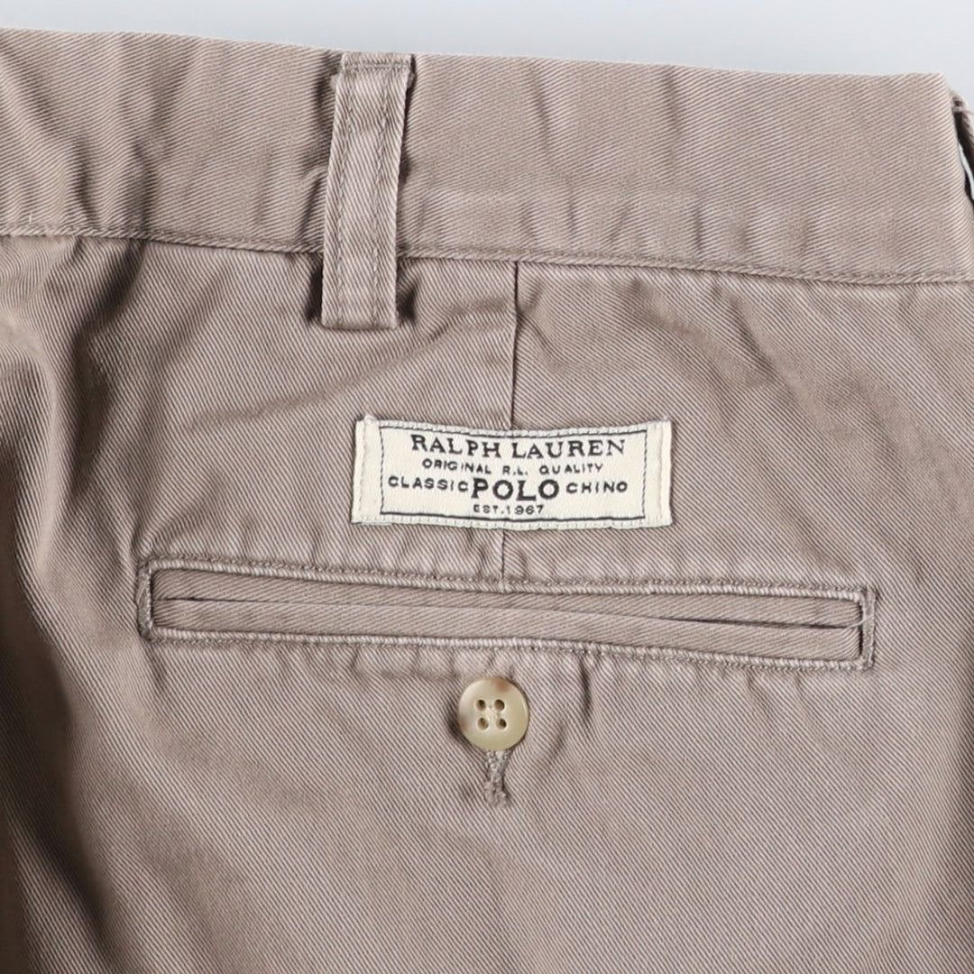Ralph Lauren POLO by Ralph Lauren HAMMOND PANT, two-pleat chino pants, men's w36 equivalent cotton beige type brown Vintage Second Hand
