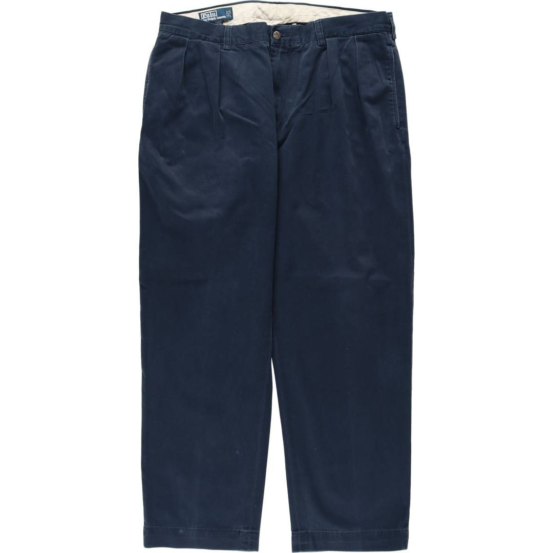 Ralph Lauren POLO by Ralph Lauren ETHAN PANT Two-pleat chino pants for men, size W36 cotton navy blue type Vintage Second Hand