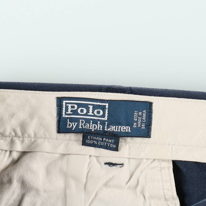 Ralph Lauren POLO by Ralph Lauren ETHAN PANT Two-pleat chino pants for men, size W36 cotton navy blue type Vintage Second Hand