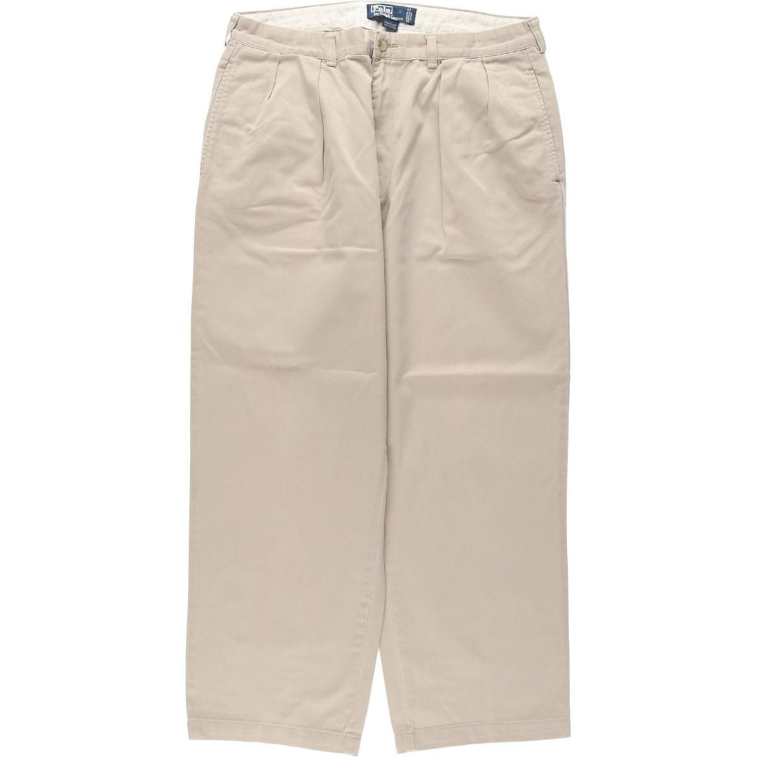Ralph Lauren POLO by Ralph Lauren ANDREW PANT, two-pleat chino pants, men's, W35 equivalent cotton Beige type Vintage Second Hand