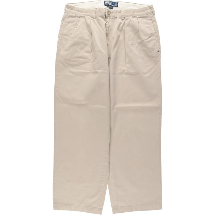 Ralph Lauren POLO by Ralph Lauren ANDREW PANT, two-pleat chino pants, men's, W35 equivalent cotton Beige type Vintage Second Hand