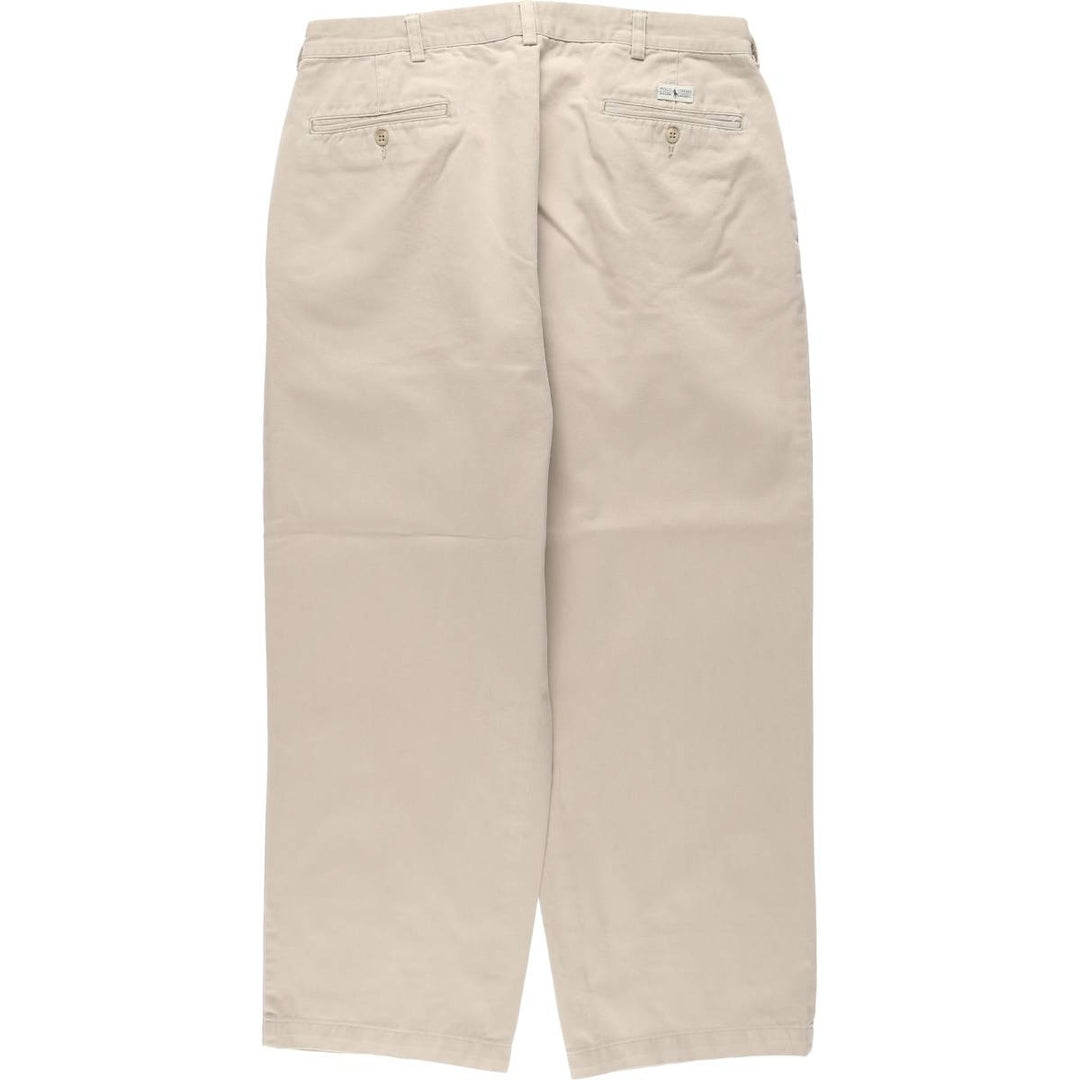 Ralph Lauren POLO by Ralph Lauren ANDREW PANT, two-pleat chino pants, men's, W35 equivalent cotton Beige type Vintage Second Hand