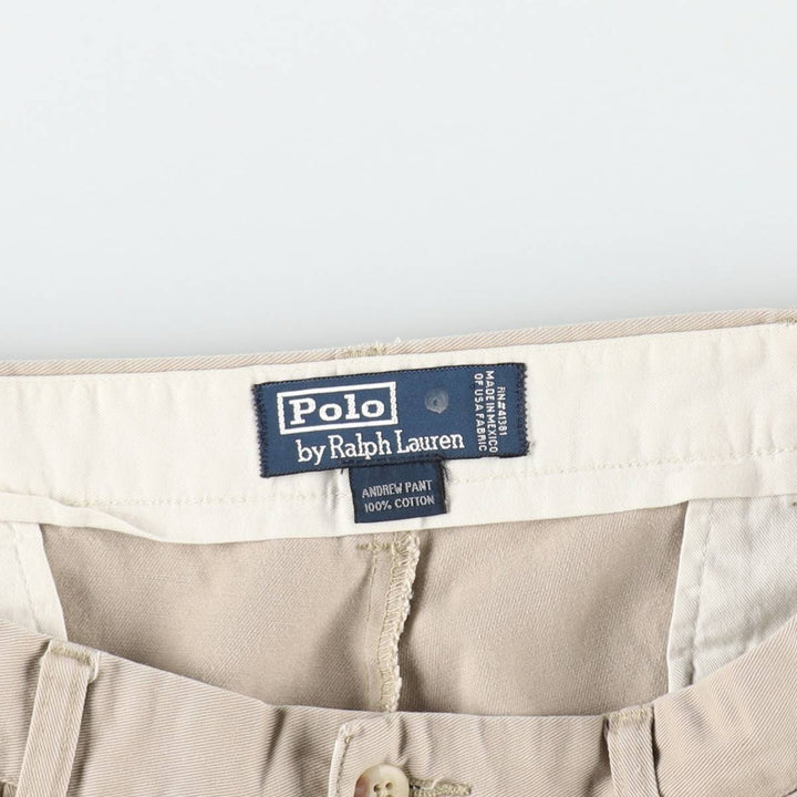 Ralph Lauren POLO by Ralph Lauren ANDREW PANT, two-pleat chino pants, men's, W35 equivalent cotton Beige type Vintage Second Hand