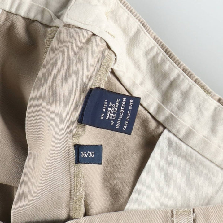 Ralph Lauren POLO by Ralph Lauren ANDREW PANT, two-pleat chino pants, men's, W35 equivalent cotton Beige type Vintage Second Hand