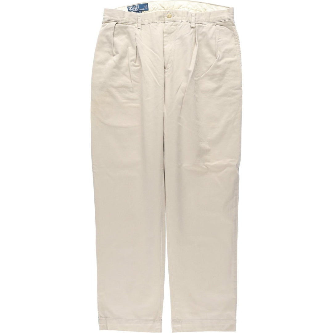 Ralph Lauren POLO by Ralph Lauren ETHAN PANT, two-pleat chino pants, men's size W35 cotton Beige type Vintage Second Hand