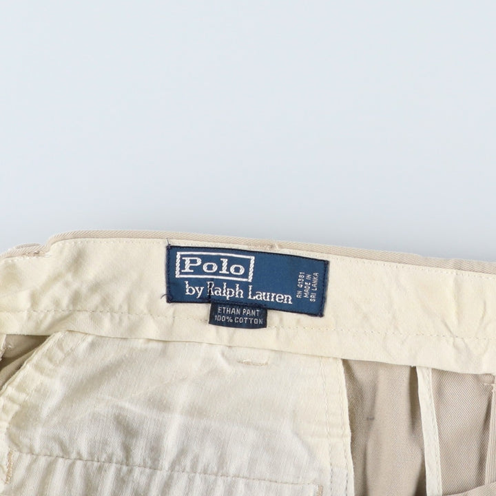 Ralph Lauren POLO by Ralph Lauren ETHAN PANT, two-pleat chino pants, men's size W35 cotton Beige type Vintage Second Hand