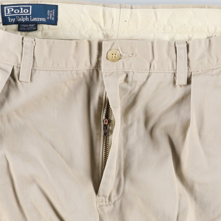 Ralph Lauren POLO by Ralph Lauren ETHAN PANT, two-pleat chino pants, men's size W35 cotton Beige type Vintage Second Hand