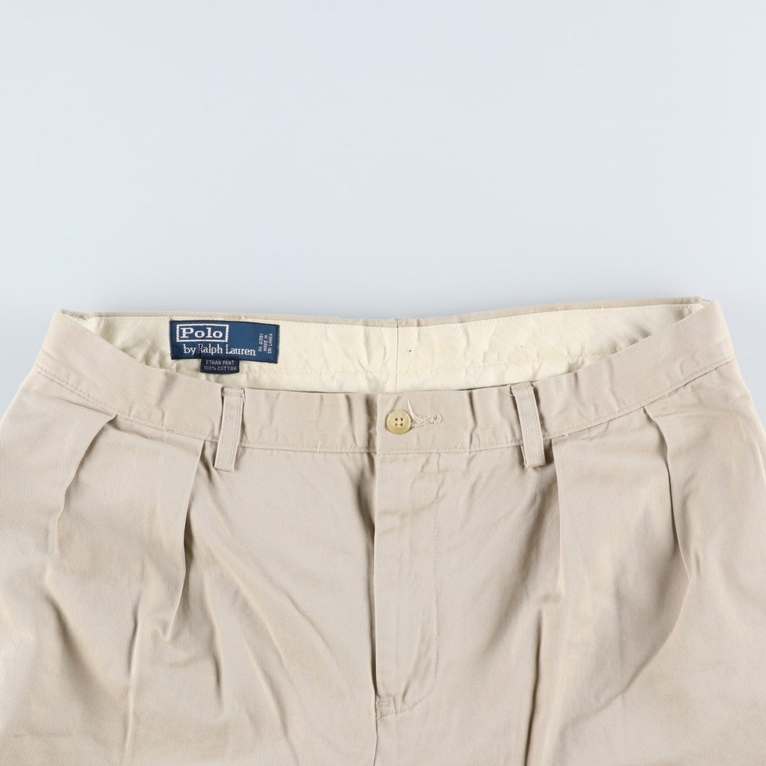 Ralph Lauren POLO by Ralph Lauren ETHAN PANT, two-pleat chino pants, men's size W35 cotton Beige type Vintage Second Hand