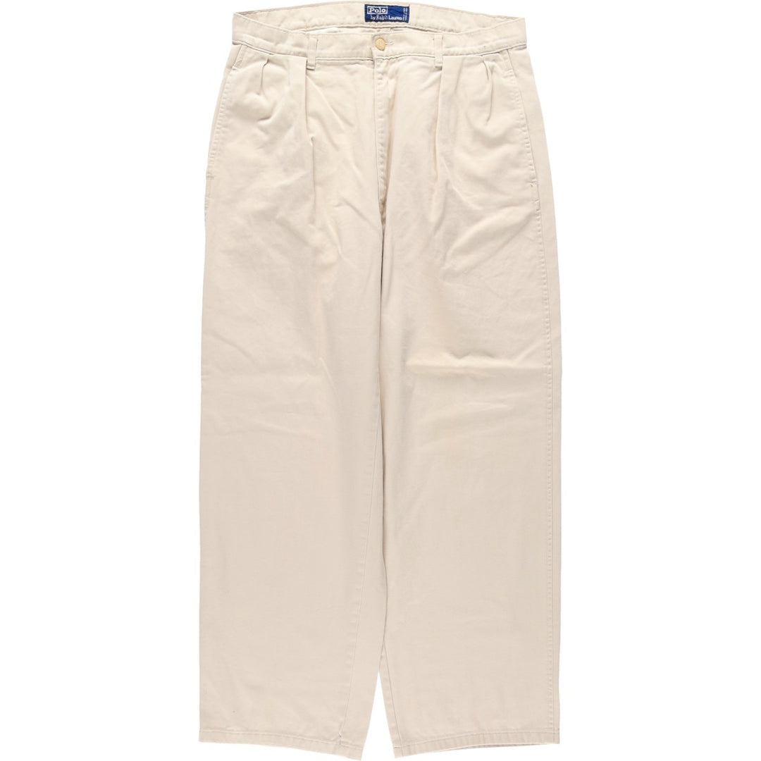 Ralph Lauren POLO by Ralph Lauren Two-pleat Chino Pants, Made in Canada, Men's, Size W32 cotton Beige type Vintage Second Hand