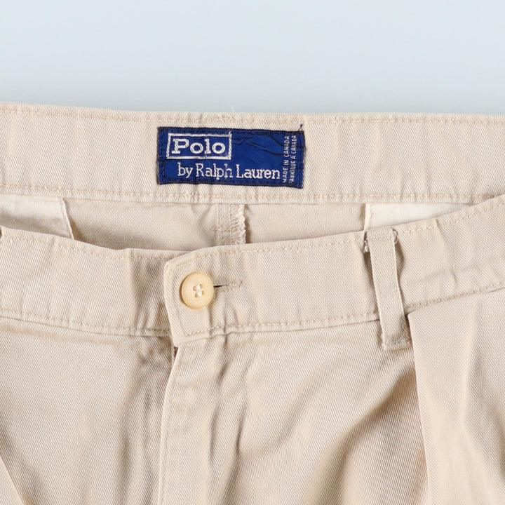 Ralph Lauren POLO by Ralph Lauren Two-pleat Chino Pants, Made in Canada, Men's, Size W32 cotton Beige type Vintage Second Hand