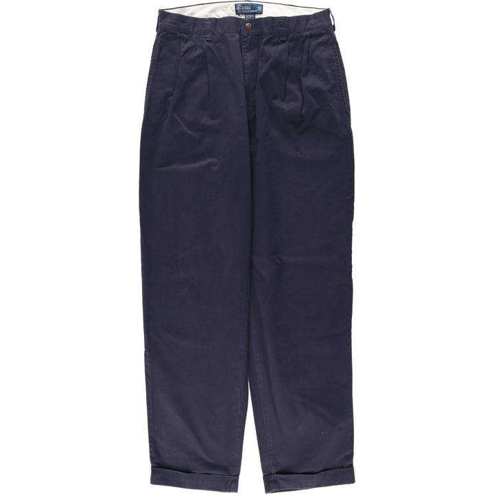 Ralph Lauren POLO by Ralph Lauren HAMMOND PANT, two-pleat chino pants, men's, W33 equivalent cotton navy blue type Vintage Second Hand