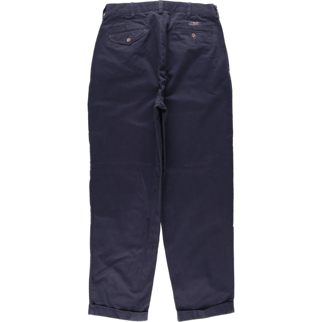Ralph Lauren POLO by Ralph Lauren HAMMOND PANT, two-pleat chino pants, men's, W33 equivalent cotton navy blue type Vintage Second Hand