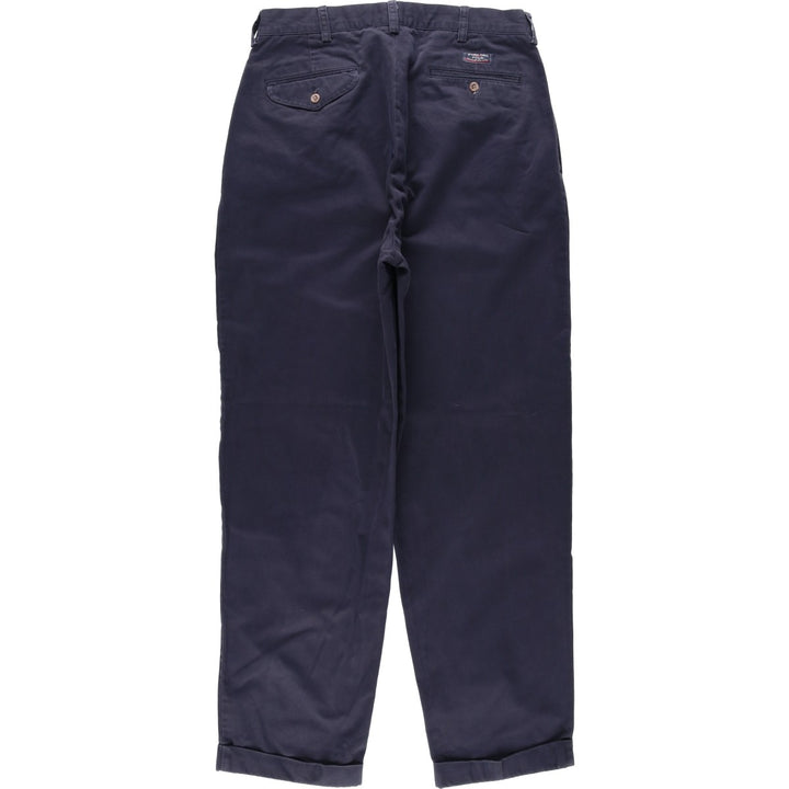 Ralph Lauren POLO by Ralph Lauren HAMMOND PANT, two-pleat chino pants, men's, W33 equivalent cotton navy blue type Vintage Second Hand