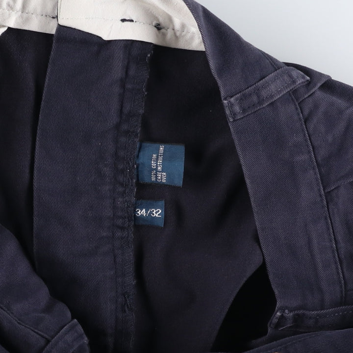 Ralph Lauren POLO by Ralph Lauren HAMMOND PANT, two-pleat chino pants, men's, W33 equivalent cotton navy blue type Vintage Second Hand