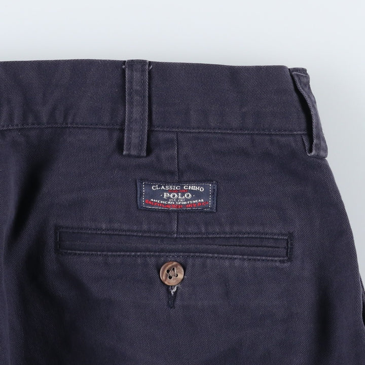 Ralph Lauren POLO by Ralph Lauren HAMMOND PANT, two-pleat chino pants, men's, W33 equivalent cotton navy blue type Vintage Second Hand