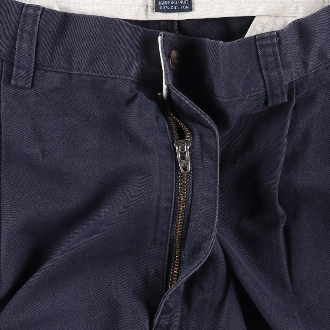 Ralph Lauren POLO by Ralph Lauren HAMMOND PANT, two-pleat chino pants, men's, W33 equivalent cotton navy blue type Vintage Second Hand