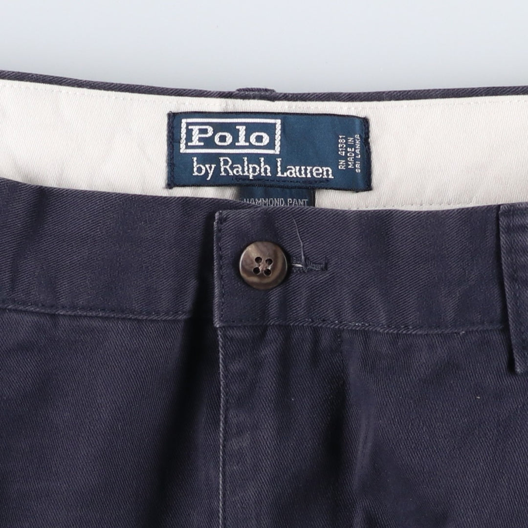 Ralph Lauren POLO by Ralph Lauren HAMMOND PANT, two-pleat chino pants, men's, W33 equivalent cotton navy blue type Vintage Second Hand