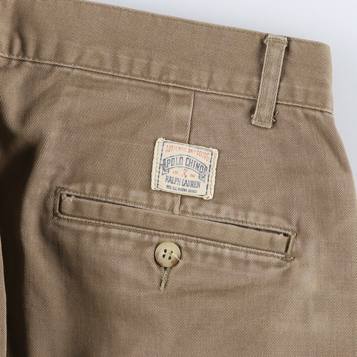 Ralph Lauren POLO by Ralph Lauren Two-pleat Chino Pants for Men, W34 equivalent cotton brown type Vintage Second Hand