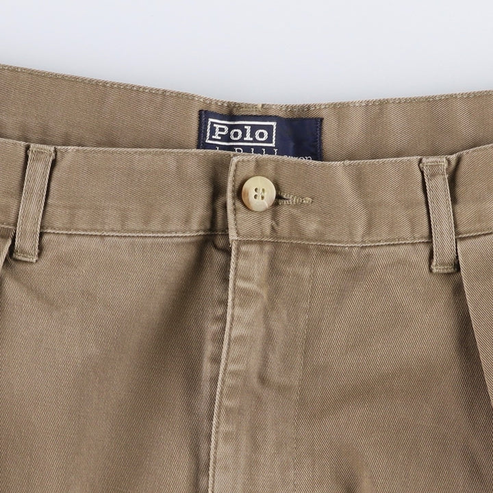 Ralph Lauren POLO by Ralph Lauren Two-pleat Chino Pants for Men, W34 equivalent cotton brown type Vintage Second Hand