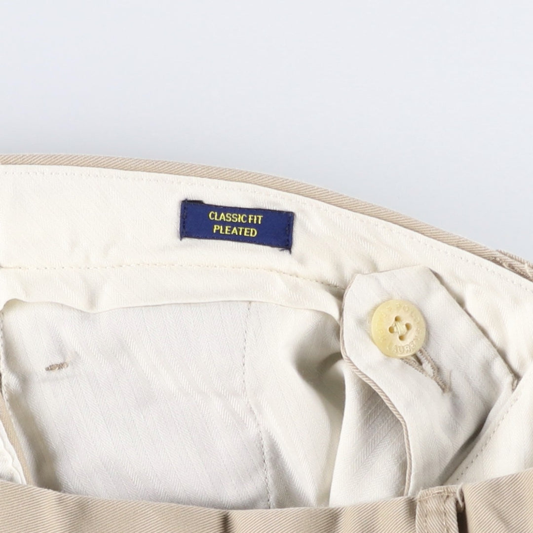 Ralph Lauren POLO RALPH LAUREN CLASSIC FIT Two-Pleat Chino Pants, Men's Size W34 (approx.) cotton Beige type Vintage Second Hand