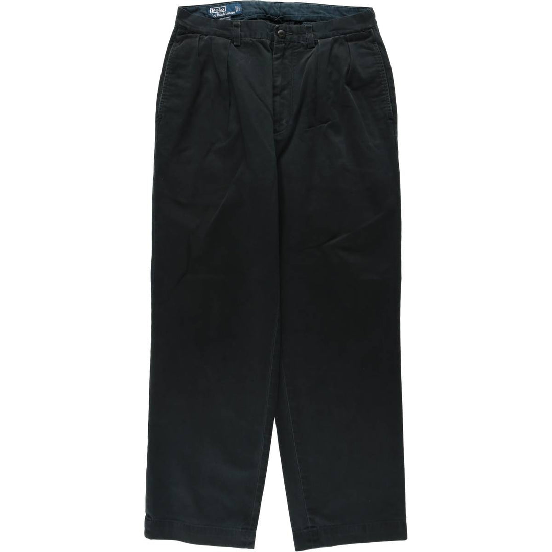 Ralph Lauren POLO by Ralph Lauren ANDREW PANT Two-pleat chino pants for men, W30 equivalent cotton black type Vintage Second Hand