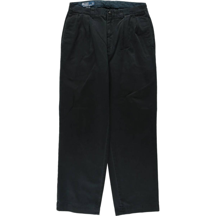 Ralph Lauren POLO by Ralph Lauren ANDREW PANT Two-pleat chino pants for men, W30 equivalent cotton black type Vintage Second Hand